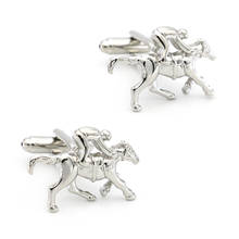Sport Design Polo Player Cufflinks For Men Quality Copper Material Silver Color Cuff Links Wholesale&retail 2024 - buy cheap