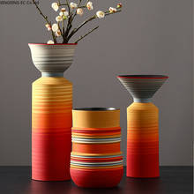 Vaso de bancada de cerâmica, redondo, boca, flores secas, arranjo, decoração de mesa, sala de estar, decoração para casa 2024 - compre barato