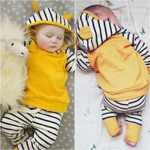 Newborn Toddler Baby Boy Girl Clothes Set Striped Hooded Sweatshirt And Long Pants Outfits 2pcs Set Clothes 2024 - buy cheap