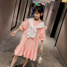 2020 Summer New Kids and Teen Girls Cotton Casual Dress Korean-Style Cute Princess Dress Brief Baby Girls Loose Dresses, #8739 2024 - buy cheap