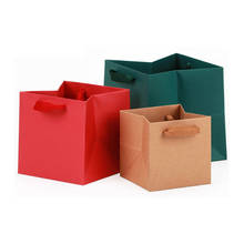 square bolsas de papel Christmas gift bag baby shower cajas de carton flower packaging paper bag with portable cadeau zakjes 2024 - buy cheap