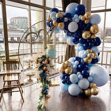 Kit de arco, guirlanda de balão azul marinho e dourado, balões para decoração de festas de aniversário, casamento, para crianças e adultos, 117 peças 2024 - compre barato