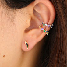 2021 cute mini cuff earring PIECE Pastel rainbow cz circle ear cuff gold silver color no piercing fashion women clip on earring 2024 - buy cheap