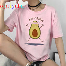 Camiseta de aguacate Kawaii Harajuku vegan para mujeres Ullzang, divertida camiseta de dibujos animados, bonita camiseta 90s, camisetas de moda Grunge para mujer 2024 - compra barato