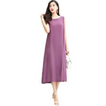 Women Dress 2020 Summer Dress Round Neck Sleeveless Solid Color Oversized 5XL Loose Cotton silk Beach Long dresses Vestidos 2024 - buy cheap