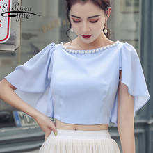 Summer Chiffon Blouse Female Solid Color New OL Style Butterfly Short-Sleeve Beaded Sweet Thins Womens Tops and Blouses 9336 50 2024 - buy cheap
