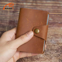 Cow Leather Credit Card Holder Wallet Vintage Business Card Case 26 Bits Genuine Leather High capacity Simple Mini Id NUPUGOO 2024 - buy cheap