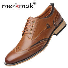 Merkmak/мужская повседневная обувь из натуральной коровьей кожи; Мужские модельные туфли на шнуровке; деловая официальная обувь; вечерние для вечеринки и свадьбы 2024 - купить недорого