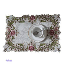 HOT satin place table mat cloth lace pad embroidery cup mug glass doilies drink coaster Christmas Insulation placemat kitchen 2024 - buy cheap