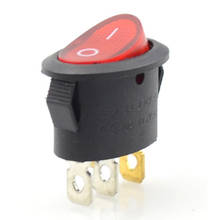 Interruptor basculante de encendido y apagado con luz led, conmutador de contacto eléctrico ovalado redondo de 3 pines KCD1 con botón rojo negro 6A 10a 250V 125V, 5 uds. 2024 - compra barato