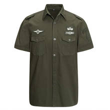 Thoshine camisa cargo casual masculina, camisa 98% algodão manga curta safari militar exército camisa streetwear plus size 4xl 2024 - compre barato