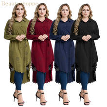 Длинные Топы мусульманская одежда халаты Малазийская абайя Дубайский мусульманский женский блузка рубашка плюс размер 6XL мусульманский Топ Блузка M-6XL 2024 - купить недорого