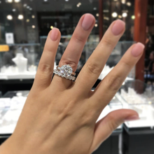 Anéis de prata esterlina 925 com 6 garras, conjunto de anéis 3ct de diamante redondo para casamento, noivado para mulheres, joia de presente 2024 - compre barato