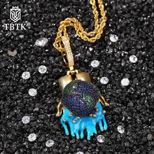 TBTK Hiphop Holding Protect Earth Pendants Iced Out Crystal CZ With Tennis Chain Necklace Men Women Rapper Jewwelry 2024 - buy cheap