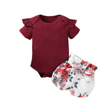 Crianças recém-nascidos do bebê da menina roupas de manga curta macacão topo camisa floral calças shorts conjunto 2024 - compre barato
