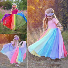 Dropshipping 2020 Girls Rainbow Dress Baby Girl Short Sleeve Princess Party Tulle Dresses 2024 - buy cheap