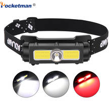 Pocketman USB Rechargeable Headlamp White/Red Light LED Headlight Waterproof Head Lamp Head Torch for Camping Cycling Fishing 2024 - buy cheap