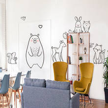 Pegatina de pared adhesiva de animales de dibujos animados, calcomanías de zorro y oso blando, pegatinas de pared encantadoras para habitación de niños, papel tapiz para guardería, decoración 2024 - compra barato