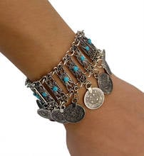 Bohemian Vintage Silver color Summer Style Tibetan Flowers green stone Bracelet Bangle Gypsy Indian Jewelry for Women Accessorie 2024 - buy cheap