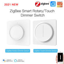 Tuya ZigBee Smart Rotary Touch Light Dimmer Switch EU Smart Life APP Light Remote Control 220W Work with Alexa Google Assistant
