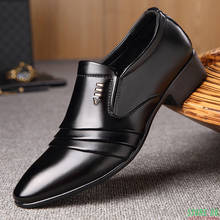 Luxury Brand PU Leather Fashion Men Business Dress Loafers Pointy Black Shoes Oxford Breathable Formal Wedding Shoes 2024 - buy cheap