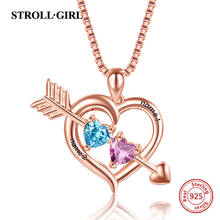 Женское ожерелье с подвеской StrollGirl, кулон из стерлингового серебра 925 пробы с двумя сердечками, подарок на заказ 2024 - купить недорого