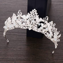 Corona de perlas de cristal para mujer, diadema nupcial, corona de boda, diadema de Color plateado, accesorios para el cabello para novia 2024 - compra barato