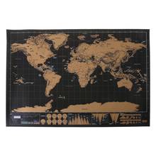 Mapa para rascar de lujo, minimapa del mundo de viaje, mapa de papel recubierto, póster de regalo creativo, pegatina de pared de cobre para el hogar, mapa pequeño 2024 - compra barato