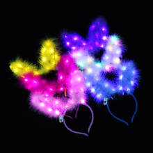 Led Lights Headband Feather Rabbit Ear Headband Glow Neon Led Party Headbands For Women Led Festival Accessories Party Supplies 2024 - buy cheap