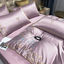 Jogo de cama de luxo, conjunto bordado de cama de ouro gêmeo, queen, king size, conjuntos de cama de algodão sedoso, edredom, conjuntos de cama europeus 2024 - compre barato