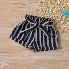 Girls Shorts Summer New Girls Short Pants Black And White Stripes + Belt Baby Girl Pants Short Cotton Kids Shorts For 2-6Y 2024 - buy cheap
