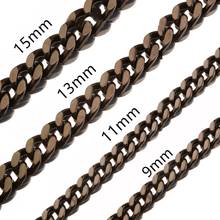 Mens Curb Cuban Necklace Chain Black Color Stainless Steel Necklaces for Men womens Fashion Jewelry 9mm 11mm 13mm 15mm 2024 - buy cheap