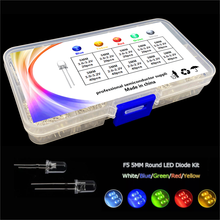 Transparent Cover 5 colour F5+F3 mm LED kit box Red Yellow Blue Green White Light Emitting Diode 5mm & 3mm mix color Assortment 2024 - buy cheap