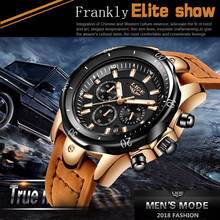 Lige-relógio de pulso masculino na moda 2021, relógio de quartzo com pulseira de couro, com cronômetro, à prova d'água, moderna, esportiva para homens 2024 - compre barato