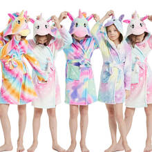 Bata de baño con capucha para niños y niñas, albornoz con estampado de unicornio y Estrella, ropa de dormir, bata de 3 a 12T 2024 - compra barato