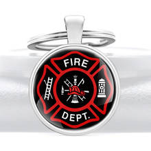 Classic Firefighter Pattern Glass Dome Key Chains Men Women Fireman Key Ring Jewelry Gifts 2024 - buy cheap