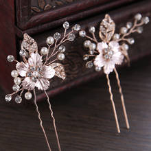 2pcs U Shape Hair Pin Flower Crystal Pearl Hairpins Clips Bridal Wedding Hair Jewelry Hair Sticks for Bride Noiva Hair Styling 2024 - buy cheap