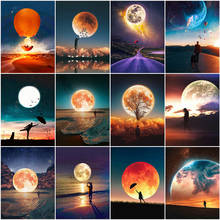 5D DIY Diamond Embroidery Moon Diamond Painting Kit Cross Stitch Diamond Mosaic Night Landscape Wall Decor 2024 - buy cheap