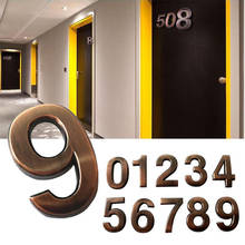 1PC Bronze Apartment 0-9 Hotel Adhesive Plating Digital Metal Building Door Address Floor Number Hotel Number Sticker Plate Sign 2024 - buy cheap