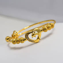 Pulseiras douradas de golfinho para mulheres, joias de pulseira para casamento, para oriente médio e africano, tamanho ajustável, 1 peça 2024 - compre barato