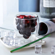 Copo de uísque transparente duplo, copo criativo de 250ml, em formato de uva, vidro moderno, moda dupla, para vinho, uísque, cerveja, suco 2024 - compre barato