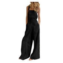 Elegant Solid Jumpsuits Women Office Lady  Summer Sleeveless Overalls Jumpsuit Casual Solid  Wide Leg Bib Pants  Beach Overalls 2024 - buy cheap