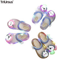 Girl's sandal 2020 New Children's Led Shoes Baby Girl Summer Sandals Luminous Bowtie Unicorn Kids Girls Jelly Toddler Flat Shoes 2024 - buy cheap