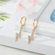 1 par de pendientes de aro con diamantes de imitación brillantes para mujer, de Color dorado con Cruz pendientes de aro, colgante de estrella hueca de circonita, pendientes pequeños, joyería 2024 - compra barato