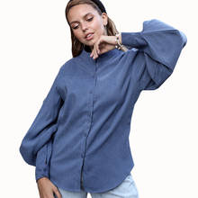 Vintage Lantern Sleeve Autumn Winter Thicken Women Shirt Blouses Single Breasted Blouse Female Loose Shirts Tops blusas mujer 2024 - buy cheap