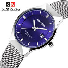 Reloj de pulsera de cuarzo para hombre, cronógrafo de negocios de marca de lujo, color azul, con correa de malla de acero inoxidable, resistente al agua 2024 - compra barato