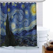 Cortina de ducha de Van Gogh, tejido de poliéster con 12 ganchos, impresión 3D, impermeable, a prueba de moho, decoración de baño 2024 - compra barato