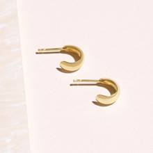 Gold color Simple Metal polishing Round Circle stud Earring for Women real 925 sterling silver Wide Punk Style Jewelry Wholesale 2024 - buy cheap