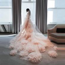 2021 Pretty Coral A-Line Ball Gowns Women Girls Elegant Strapless Puffy Flower Ruffles Long Tulle Dresses For Special Occasion 2024 - buy cheap