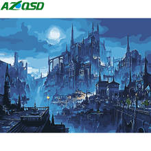 AZQSD-pintura nocturna por números, lienzo pintado a mano, arte de pared, imagen de paisaje, regalo 2024 - compra barato